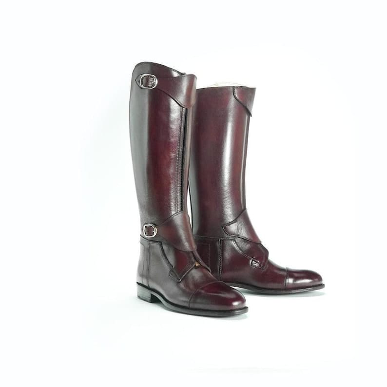 Pure Leather Burgundy Boots