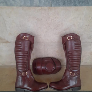 Custom Ribbed Brown Riding Boots – Premium Leather