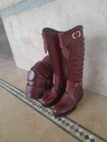Custom Ribbed Brown Riding Boots – Premium Leather