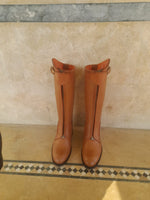 Classic Tan Long Riding Boots – Custom Fit | Premium Leather