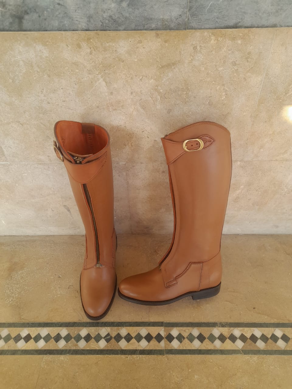 Classic Tan Long Riding Boots – Custom Fit | Premium Leather